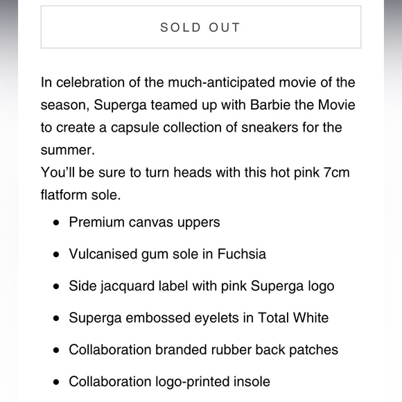 BARBIE x SUPERGA 2802 BARBIE RAINBOW WHITE FUCHSIA *new with movie box - Picture 8 of 9